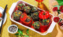 Фаршированные овощи с фаршем и нутом в духовке, пошаговый рецепт с фото на 448 ккал