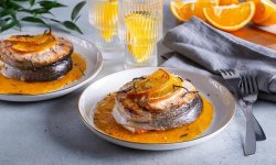 Круглый стейк из лосося с апельсиновым соусом, пошаговый рецепт с фото на 831 ккал
